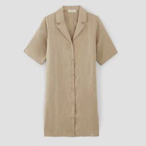 Everlane	 | 100% Flax Linen Shirt Dress in Trench Khaki | Size Small